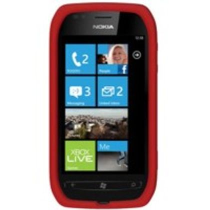 Amzer 93365 Silicone Skin Jelly Case for Nokia Lumia 710 - Red Front View
